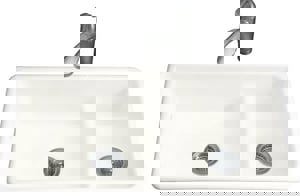 33 in. Dual Mount Cast Iron Double Bowl Kitchen Sink in White